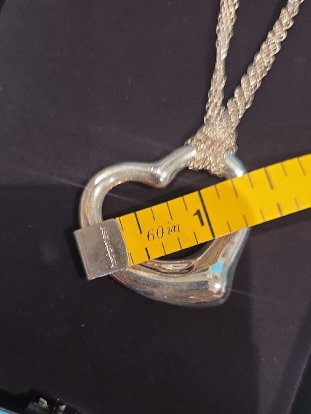Tiffany & Co. Sterling Silver Open Heart Pendant Necklace with Signature Blue - Picture 3 of 8